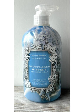 HomeWorx by Slatkin + Co.  22oz Snowflakes & Suade Gel Hand Soap New and Sealed!